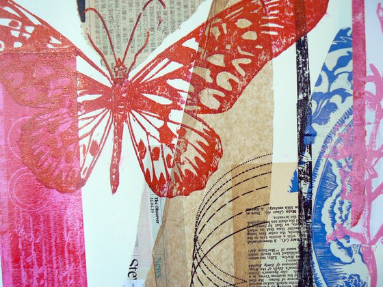 Natural Histories #1 (linocuts printed onto collage)