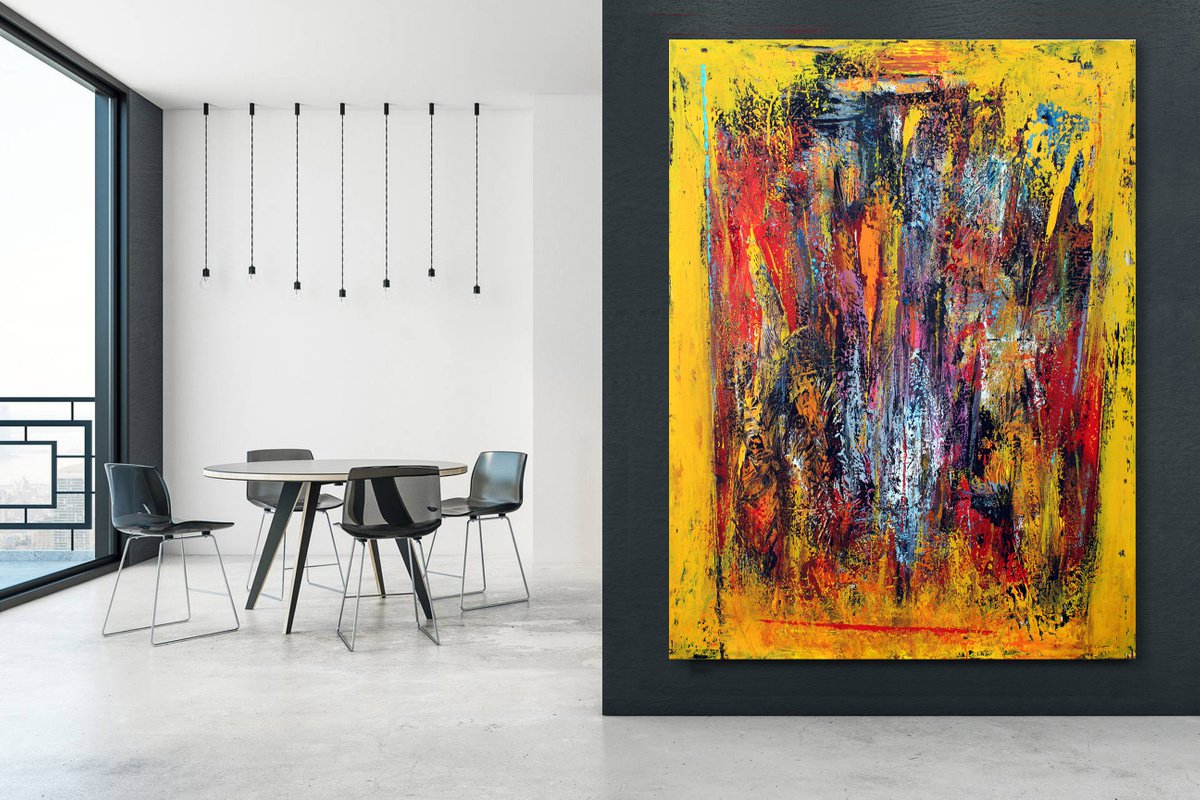 Abstract Acrylic Painting By Veljko Martinovic, 59 X 79", " Chopin- Spring Waltz", Original Artwork