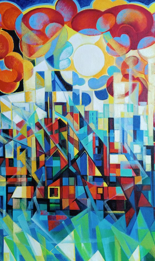 Sunny morning (100x70cm, cubism, oil painting) by Artrun Asatrian
