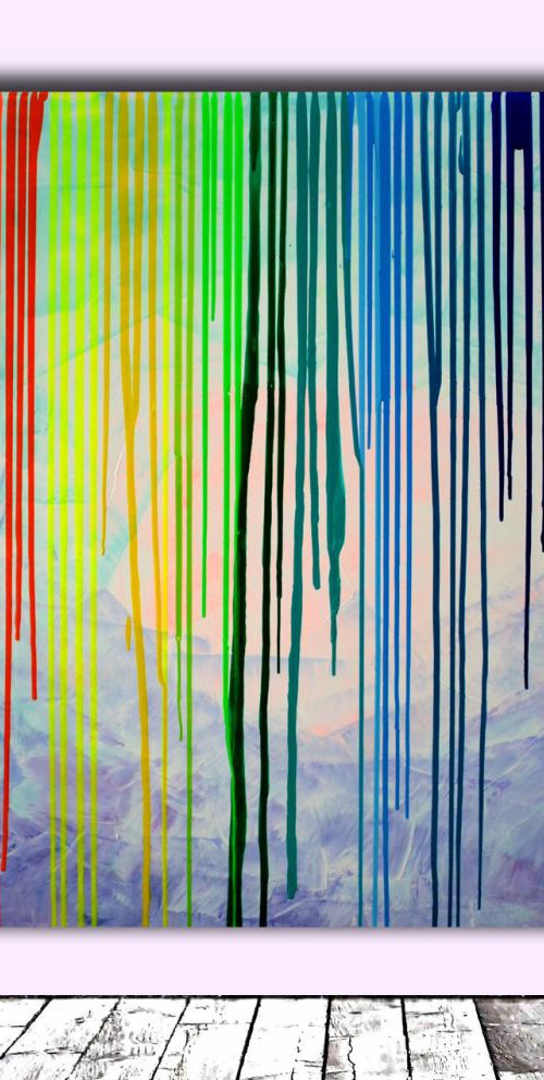 When a Rainbow Cry - XL Big Painting, FREE SHIPPING FOR ALL DESTINATIONS - Large Painting - Ready to Hang, Office, Hotel and Restaurant Wall Decoration by Soos Tiberiu