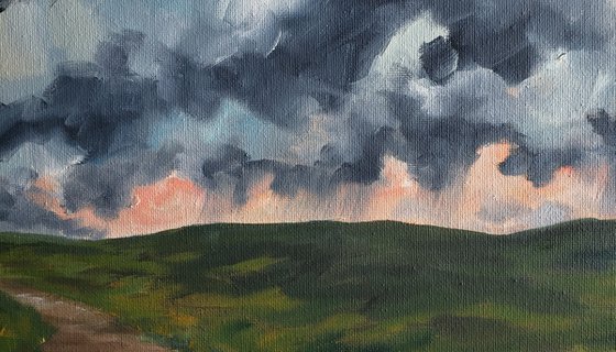 "Prairie Road Summer Storms" - Landscape - Storms - North Dakota