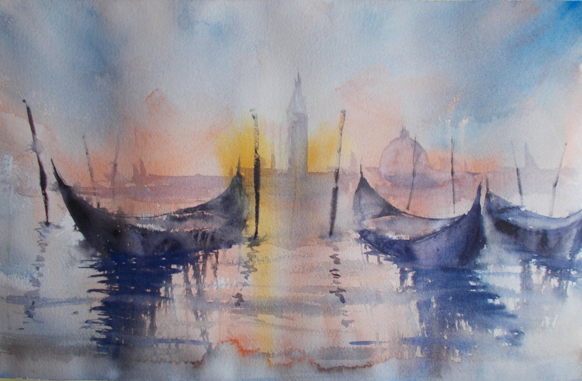 Impressionistic Watercolour , Venice 92 By Giorgio Gosti, 21 X 14, Artwork For Sale On Artfinder