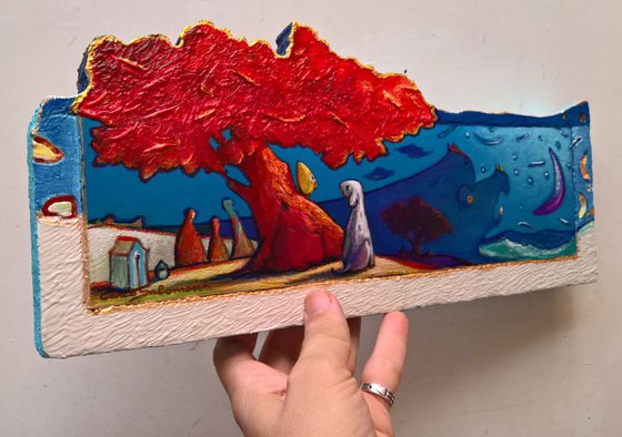 - THE RED TREE - ( 3D effect 17,5 x 39 x 4 cm )