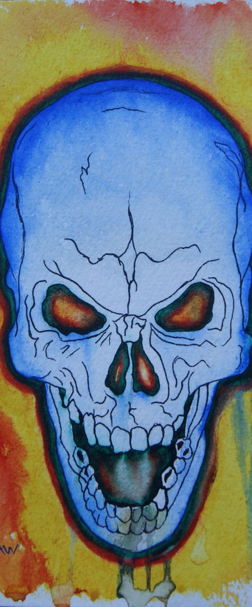 Evil Blue. Watercolour on paper. Free Shipping by Steven Shaw