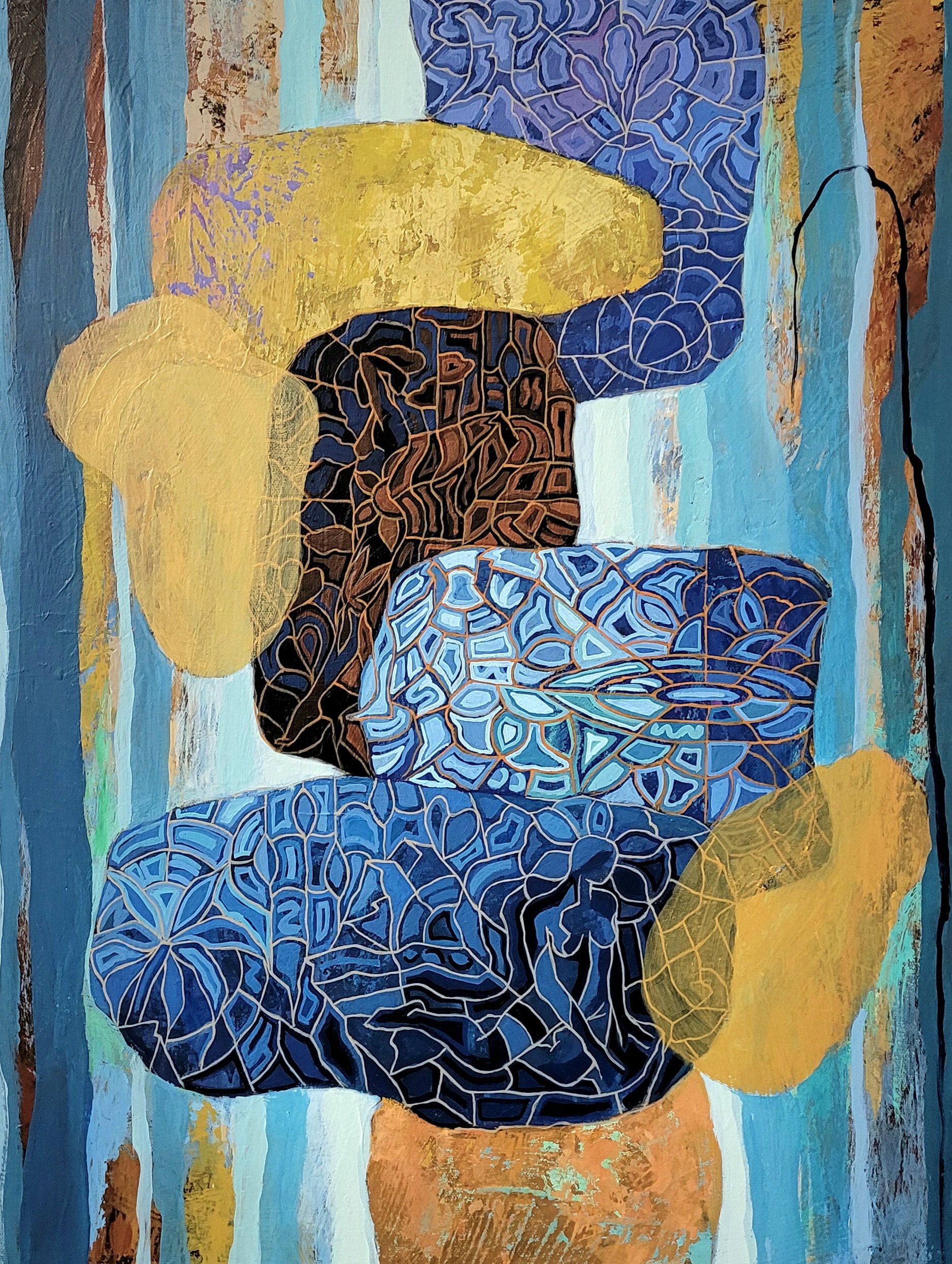 Abstract Acrylic Painting By Peggy Lee, 18 X 24", Link To Meet #7, Original Artwork