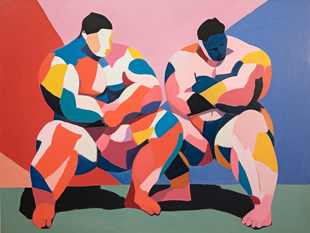 Impressionistic Portrait Acrylic Painting By Kosta Morr, 31 X 24", In The Locker Room, Original Artwork