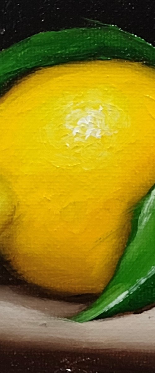 Little leafy lemon still life by Jane Palmer Art