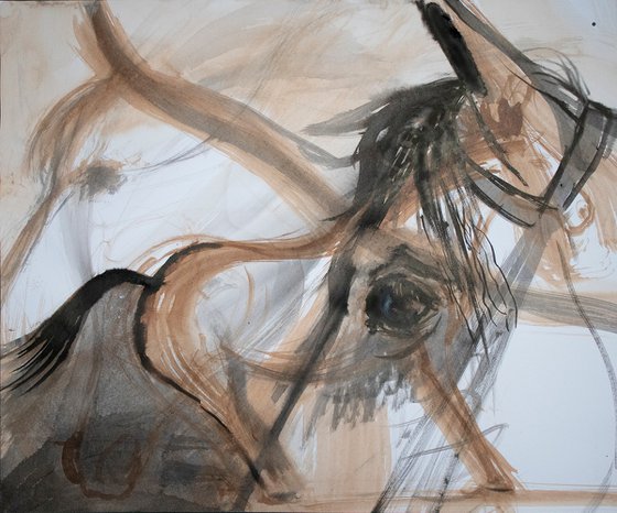 Ink horses abstraction