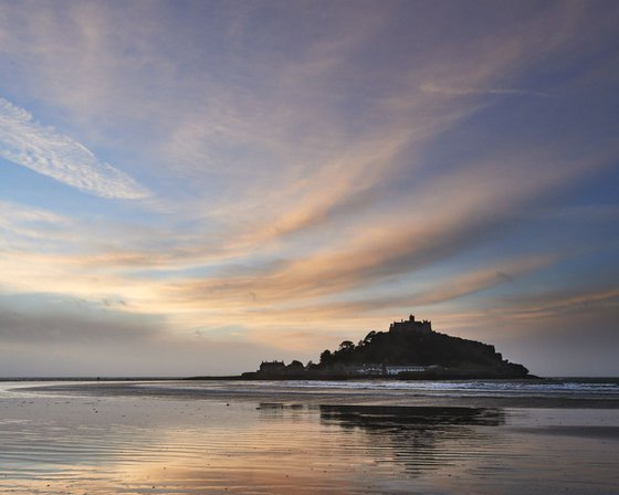 Curved clouds over St Michael's Mount