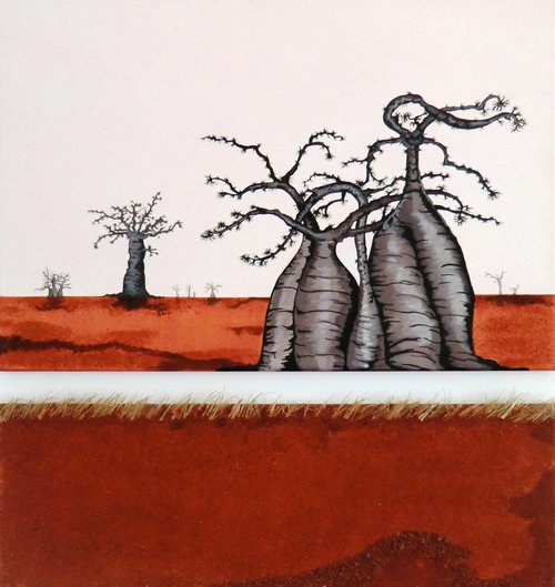 Baobabs in red earth 1-2 by Mileg
