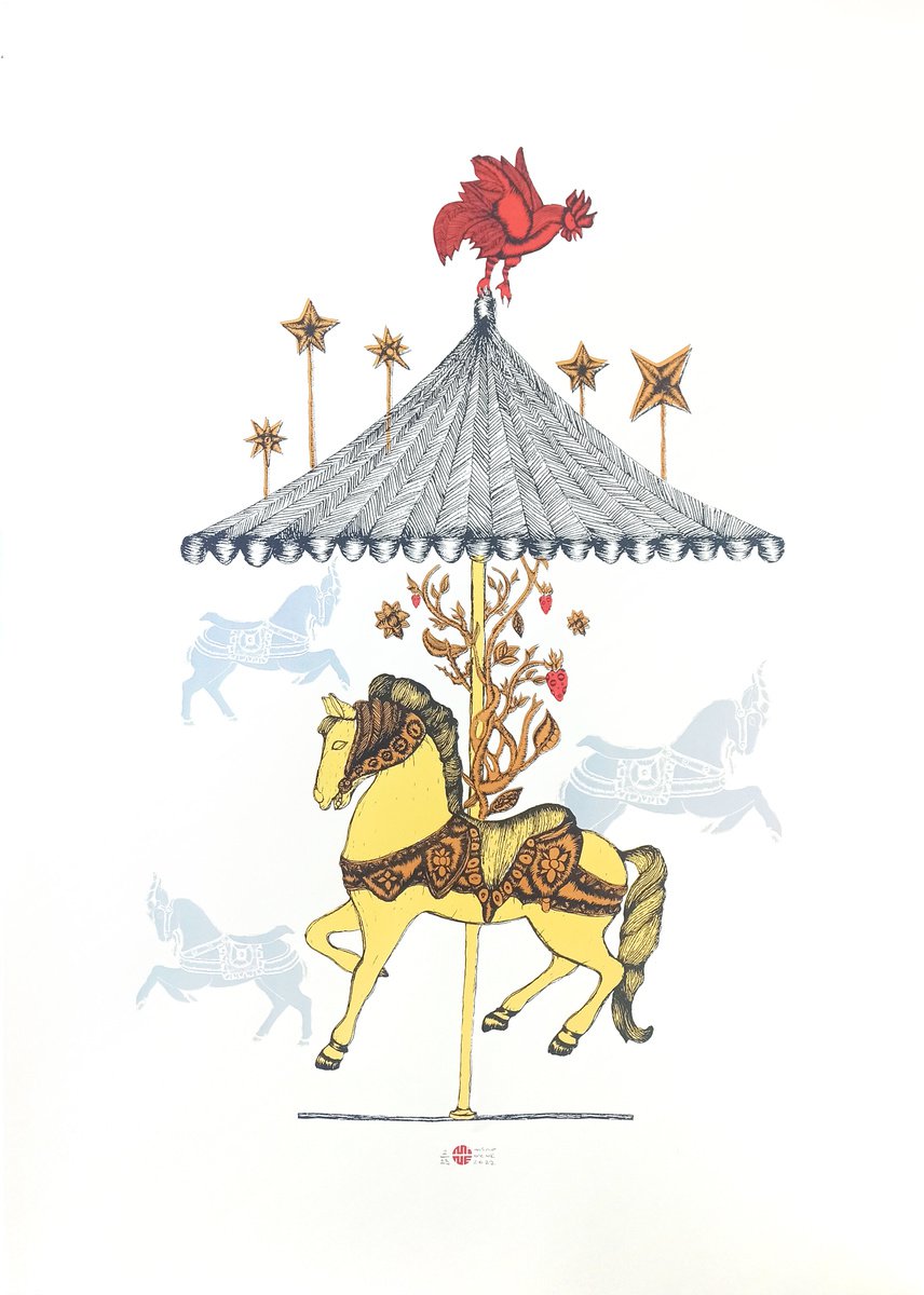 Illustrative Screenprint , A Series Of Carousel Stories; Power By Mine Okur, 28 X 39, Artwork For Sale On Artfinder