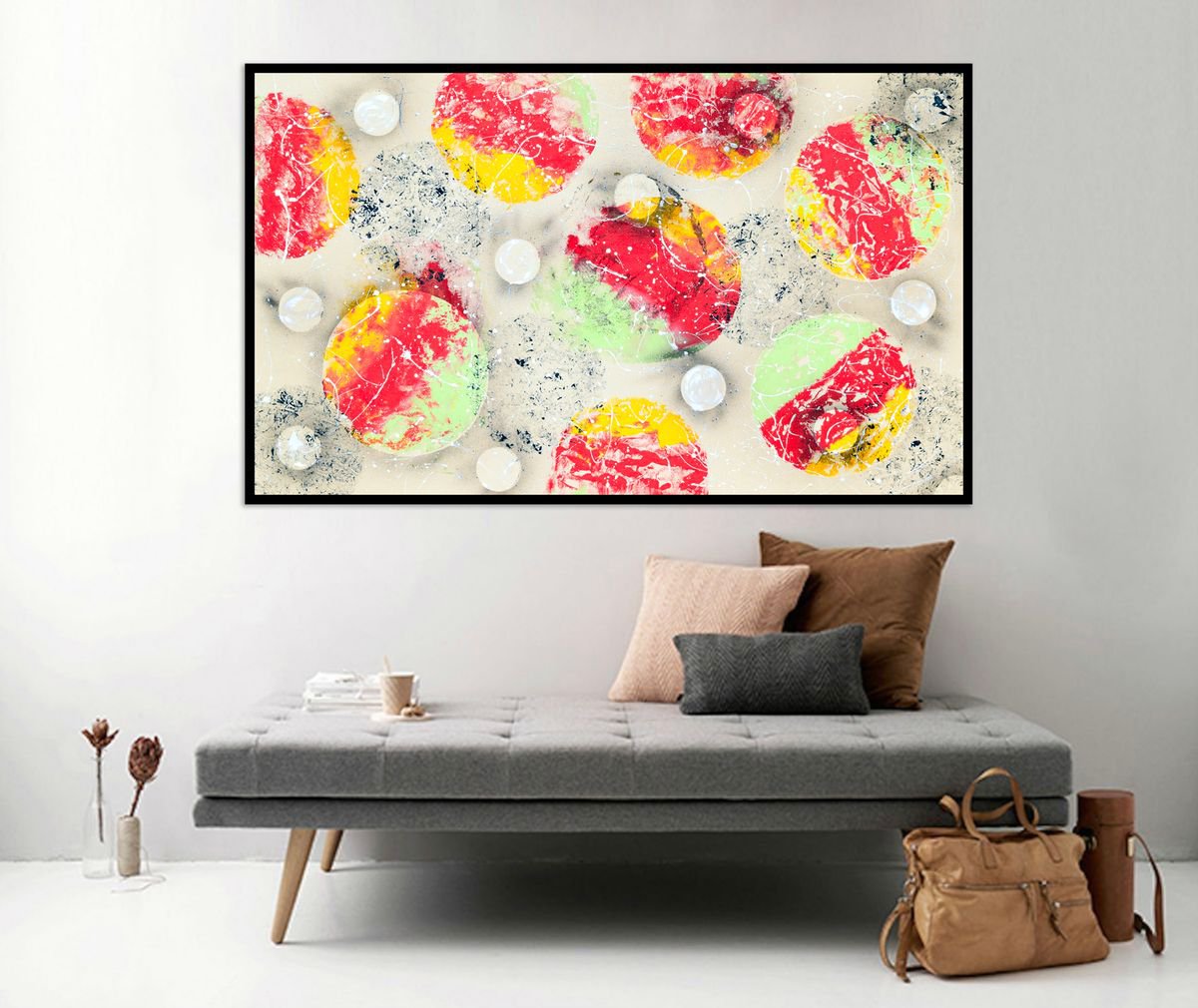 Abstract Acrylic Painting By Sumit Mehndiratta, 36 X 61", Untitled Nº91, Original Artwork