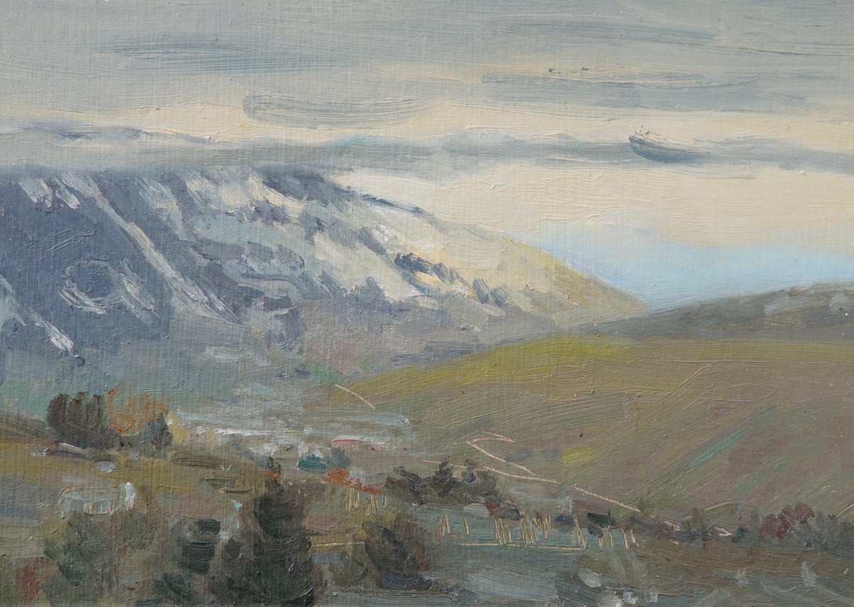 Impressionistic Landscape Oil Painting By Olha Retunska, 7 X 5", Mountain Breeze, Original Artwork