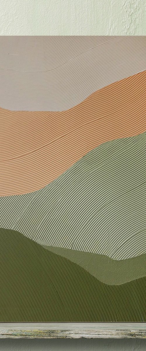 "Field 2" Abstract green orange textured art by Alex Zy
