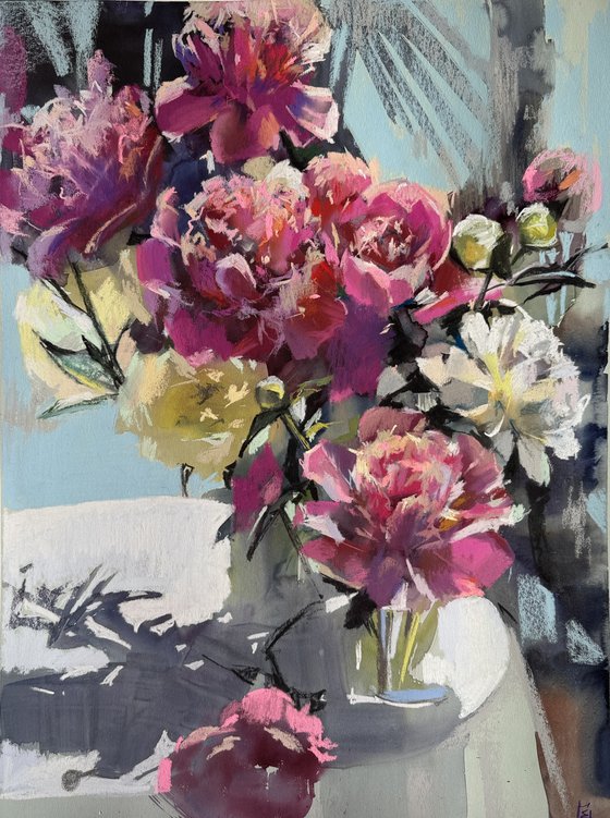 Morning, sun, peonies
