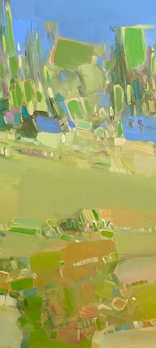 Summer Day, Landscape oil painting, Handmade artwork, by Vahe Yeremyan