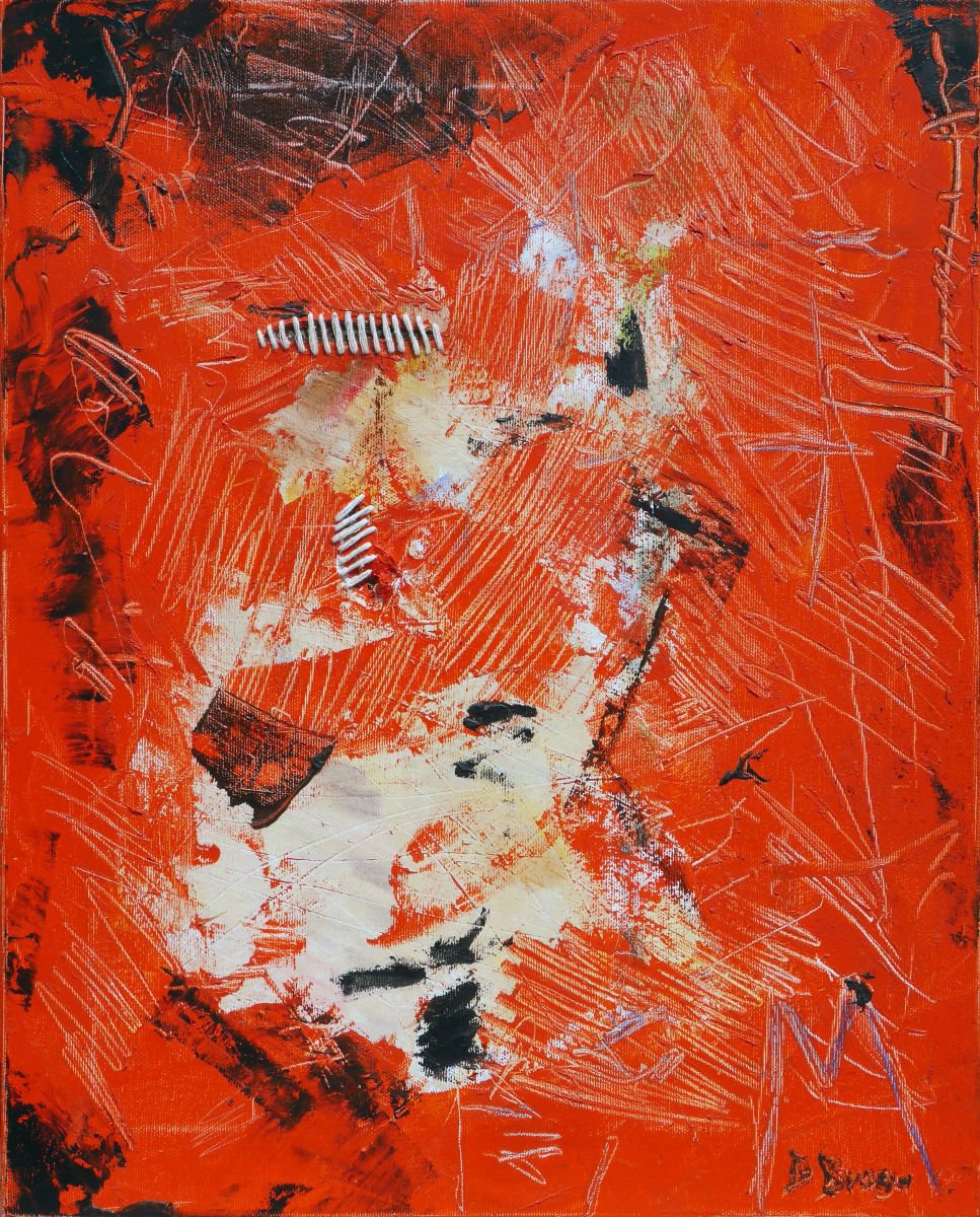 Abstract Painting By Dima Braga, 16 X 20, Cracked And Fixed, Original Artwork