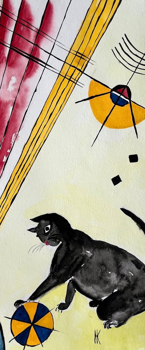 Kandinsky Cat Painting by Halyna Kirichenko