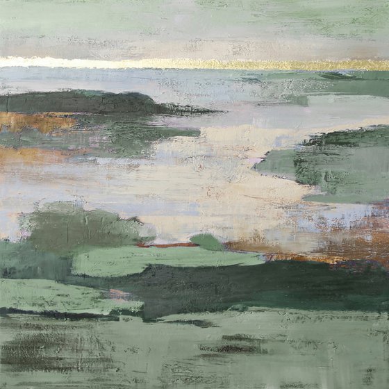 "Olive Estuary 3" Sage green abstract nature