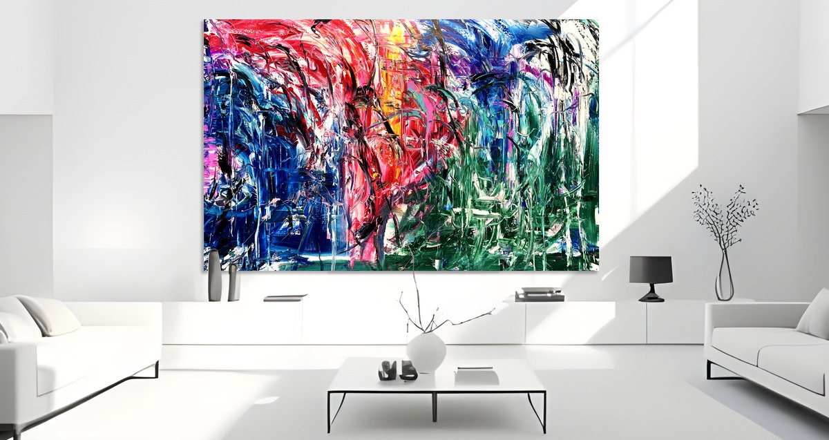 Organic Abstract Acrylic Painting By Estelle Asmodelle, 87 X 55, The Arrival Ii, Original Artwork