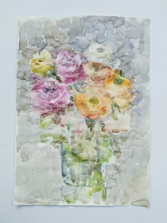 Bouquet of Illusions 2 . Original watercolour painting.