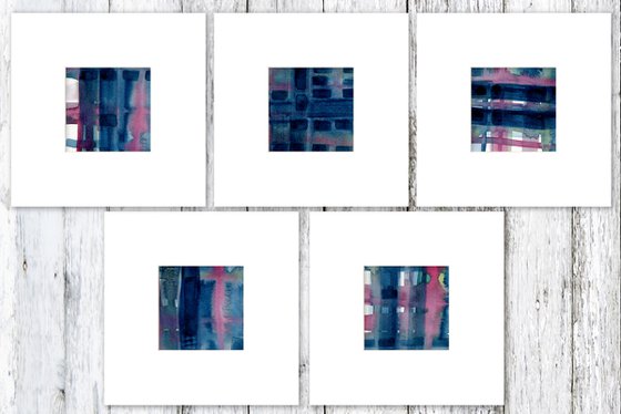 Color Music Collection 2 - Set of 5 Abstract Paintings in Mats by Kathy Morton Stanion