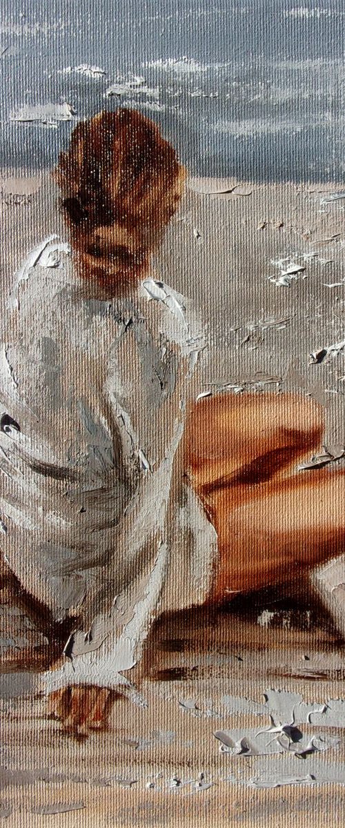 " LAKE OF MEMORIES ... " original painting SEA SUMMER palette knife GIFT by Monika Luniak