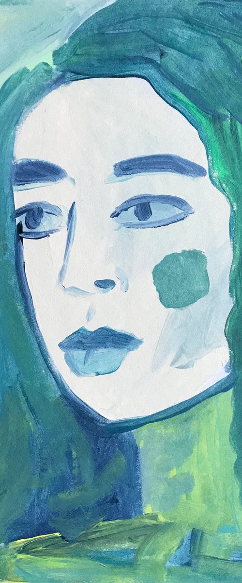 Abstract Portrait in Green by Kitty  Cooper