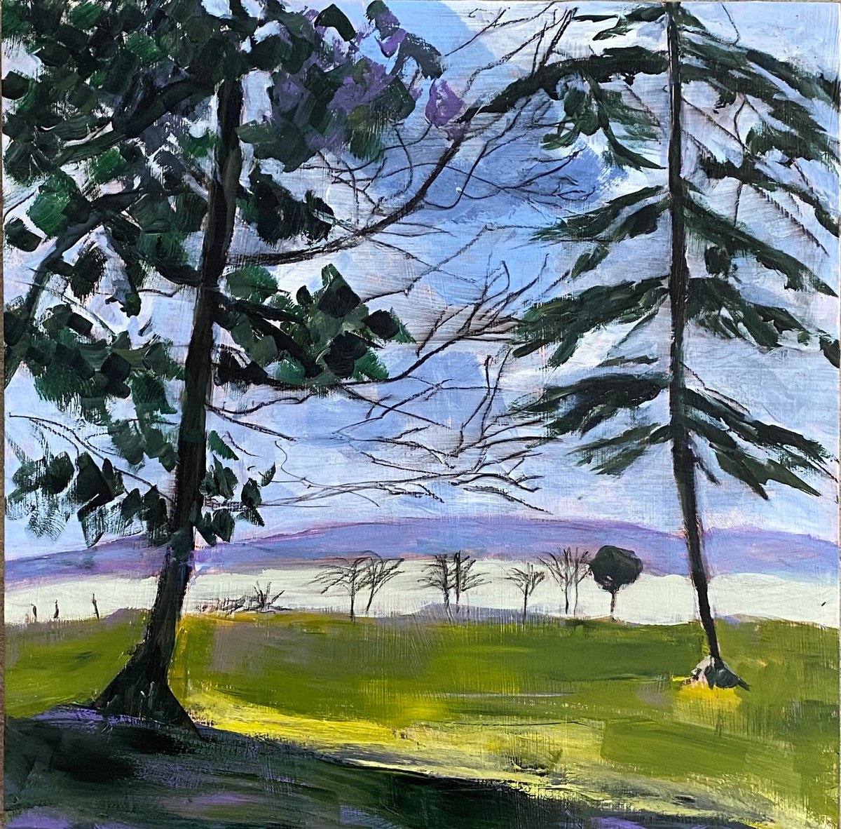 Impressionistic Landscape Acrylic Painting By Nikki Wheeler, 16 X 16", Spring Day, Original Artwork