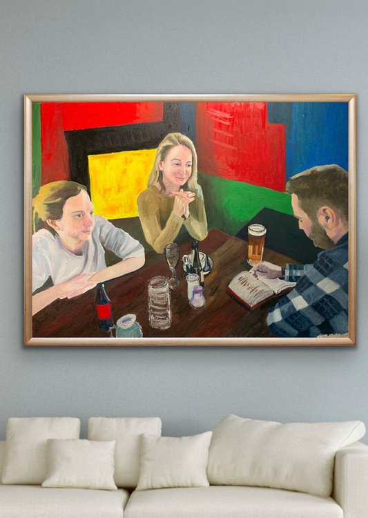 Oil Painting Sunday Pub 30x40 Canvas Bright Artfinder