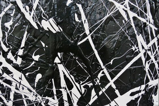 Brain Scatter 240cm x 120cm Black White Abstract Art