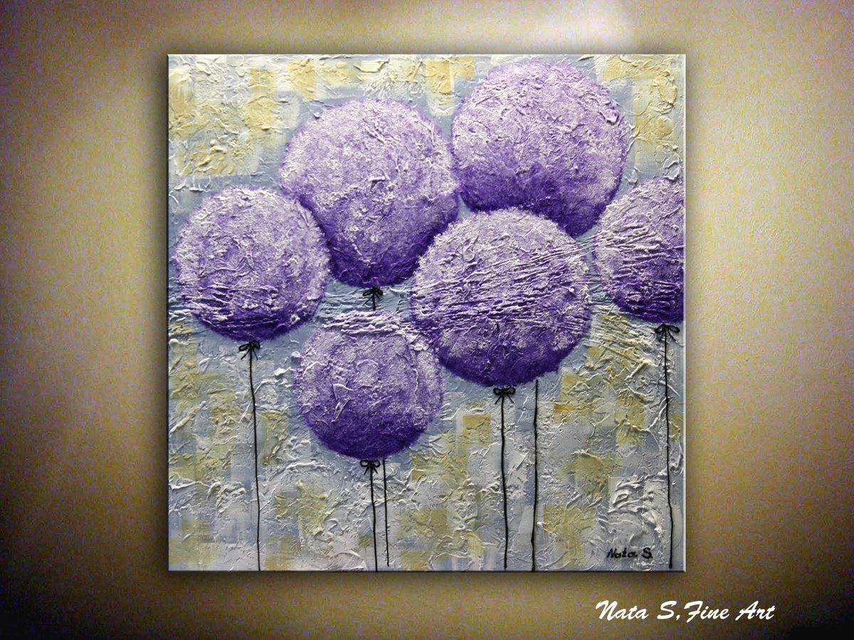 Purple Lollipops - Abstract Textured Painting by Nataliya Stupak