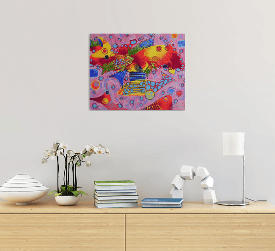 "Fantastic fish" Original painting Oil on canvas Abstract Home decor