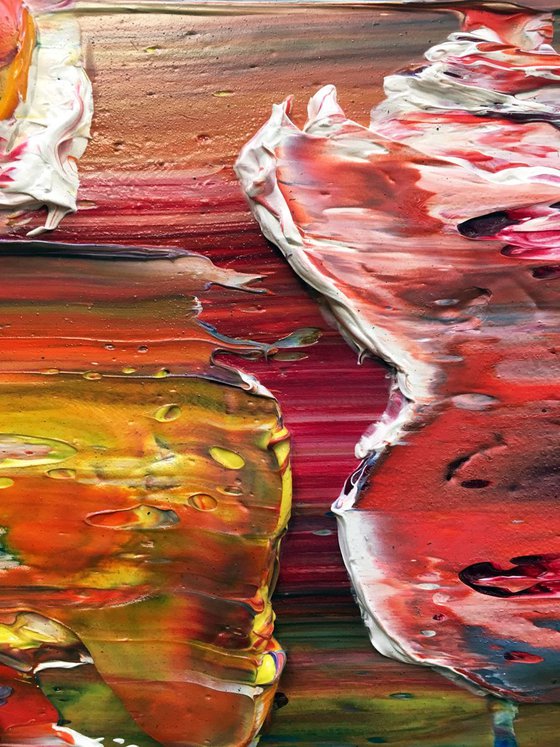 "Stop Pushing Me" - FREE SHIPPING to the USA - Original PMS Oil Painting On Reclaimed Wood - 36 x 16 inches