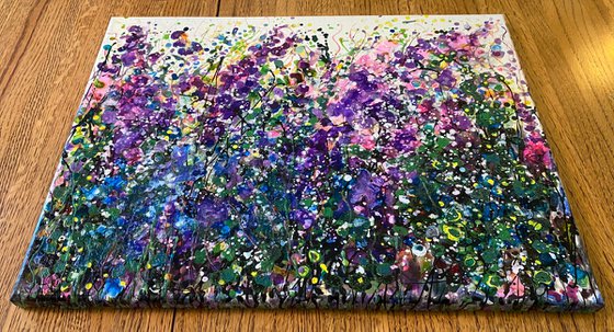 Born to Be Purple -  Floral Abstract  Original painting by OLena Art 18 X 14" X 0.5"