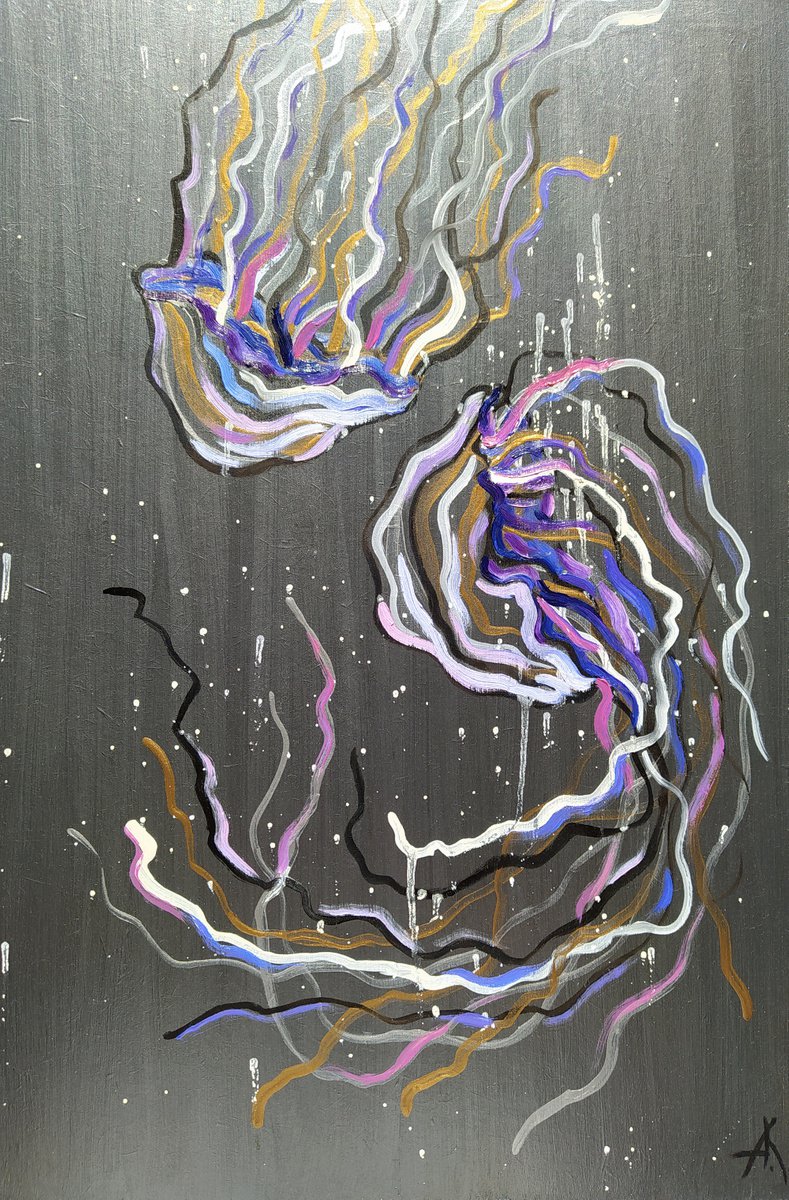 Dance in the ocean - acrylic painting, jellyfish, jellyfish painting, oil painting, animal... by Anastasia Kozorez