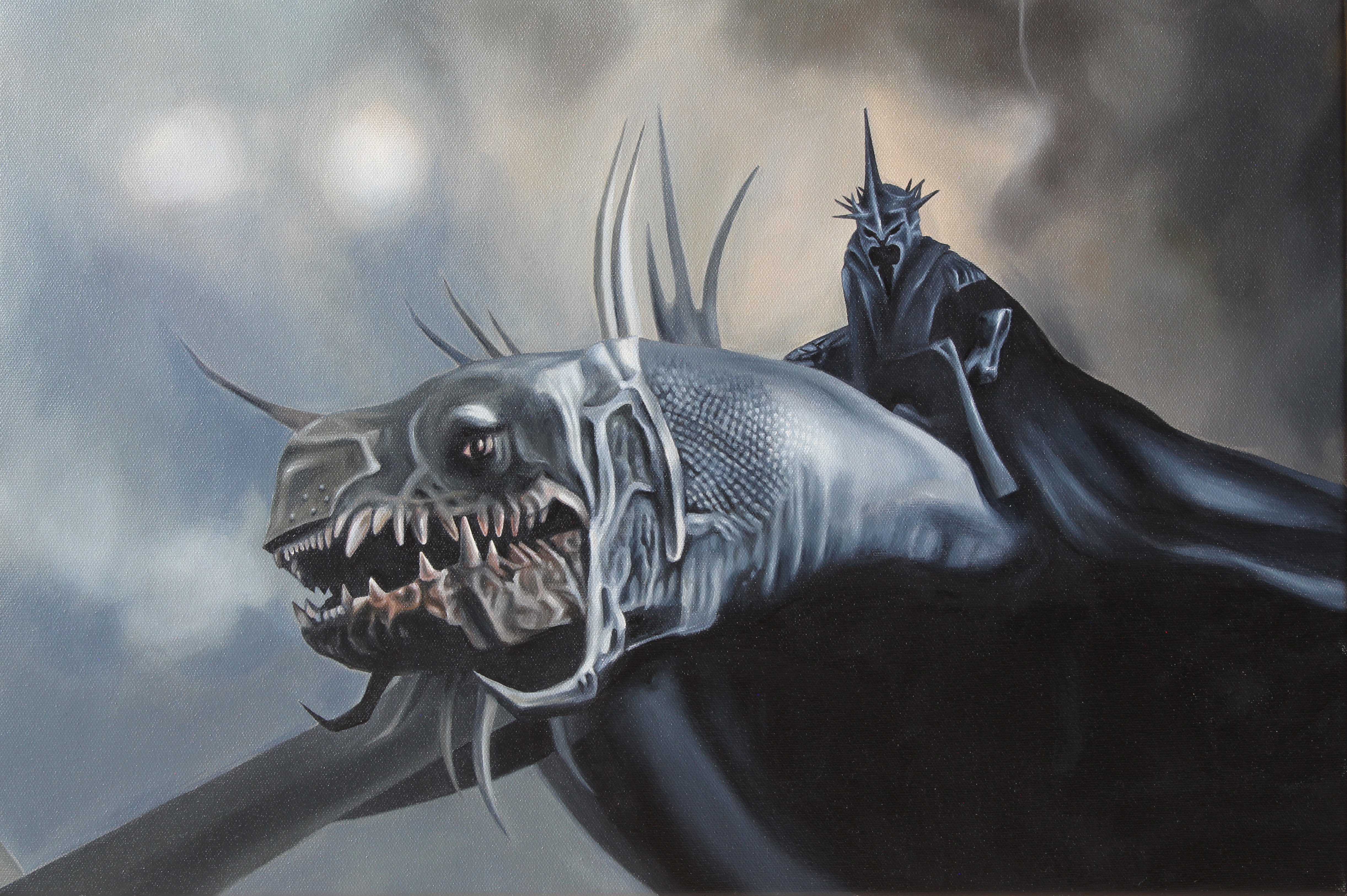 Expressive Portrait Oil Painting By Marie Madej, 24 X 16", Nazgul, Original Artwork