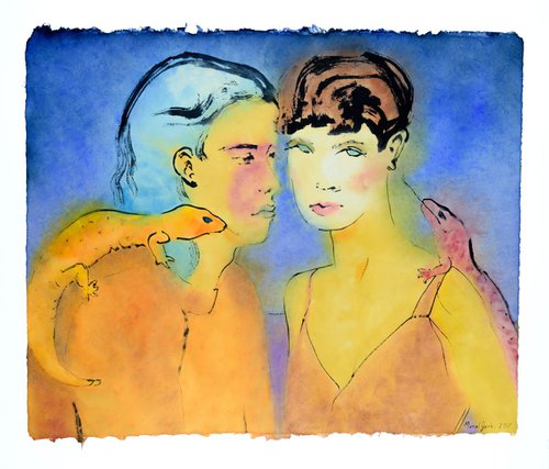 Two friends and their geckos by Marcel Garbi