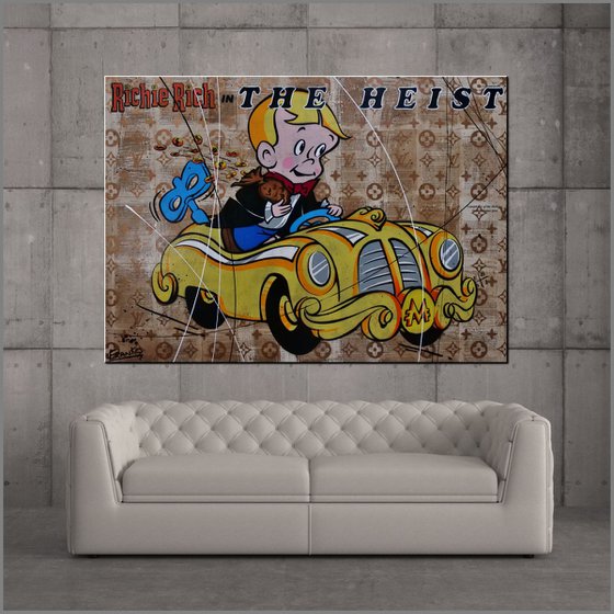 The Heist 140cm x 100cm Richie Rich Book Page Urban Pop Art