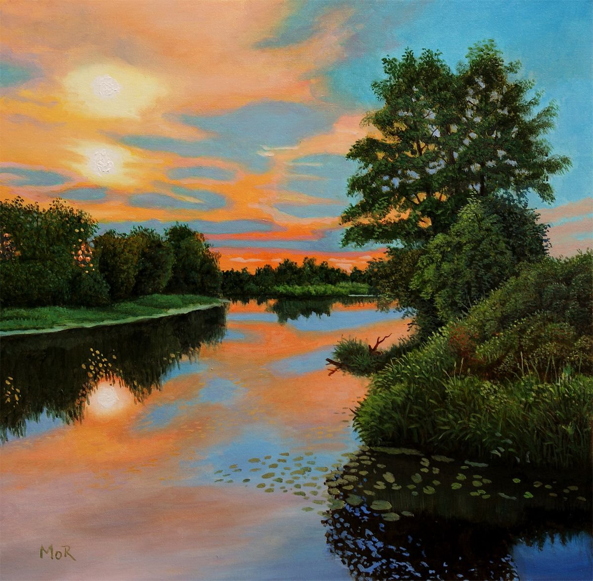 Sunset on the River by Dietrich Moravec