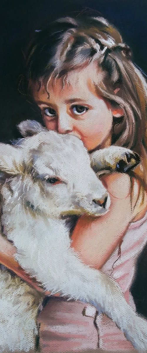 Girl with a lamb by Magdalena Palega