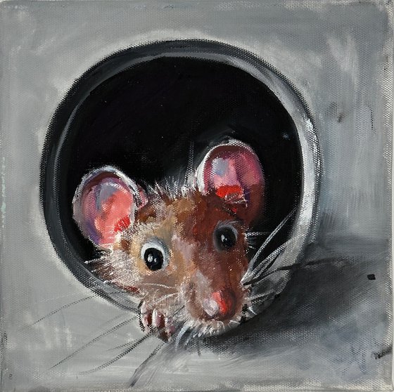 Curiosity in the Shadows: Mouse in a Pipe