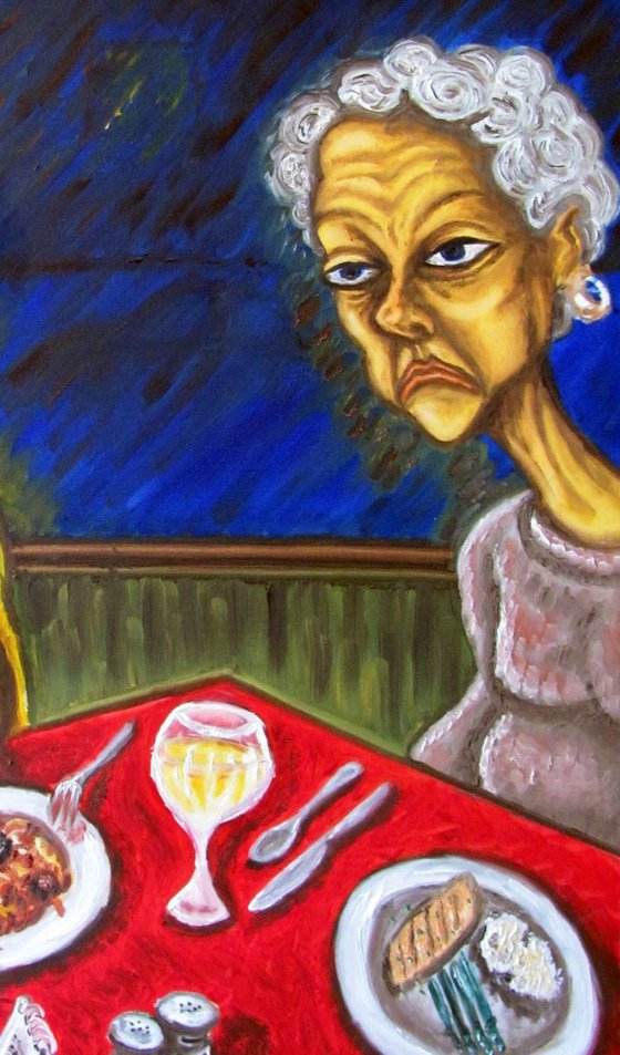 "The Dining Dead" - Original PMS Pop Surrealist Oil Painting - 24" x 30"