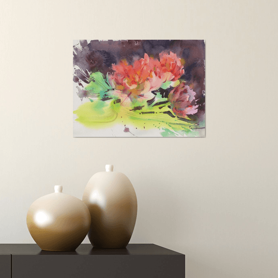 Flowers painting watercolor