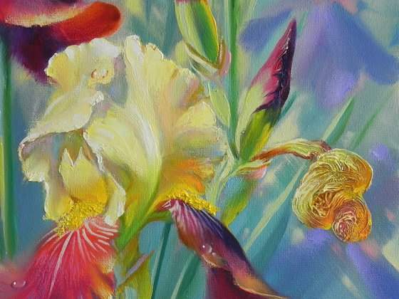 "Irises" Original painting Oil on canvas Home decor