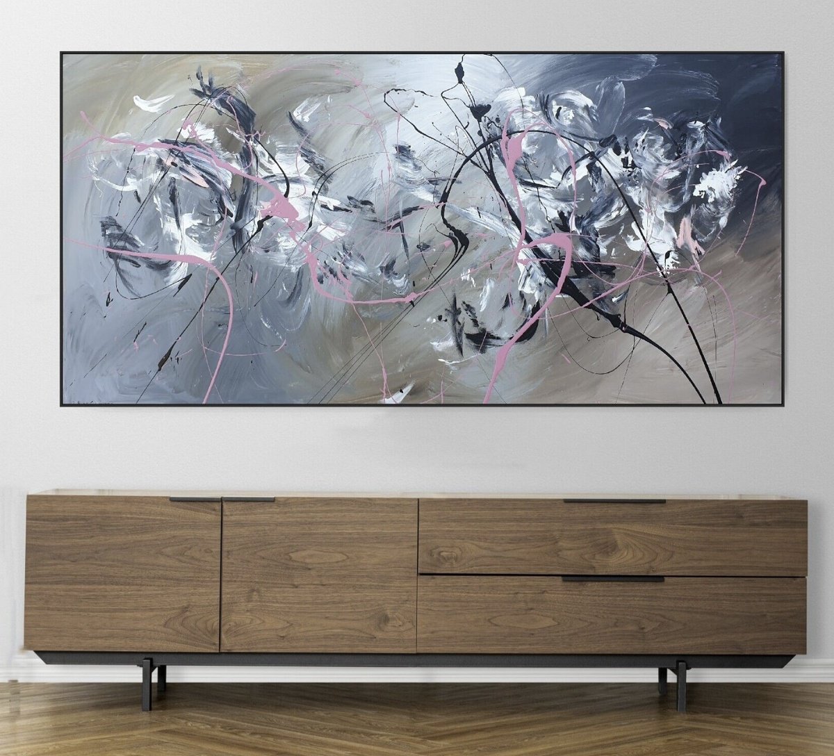 Abstract Acrylic Painting By Gabriela Azar Schreiner, 74 X 39, Centuries, Original Artwork