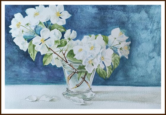 Apple tree blossom. Watercolor painting by Svetlana Vorobyeva