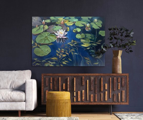 Water lilies at sunset 72.2 cm/50 cm (2022)