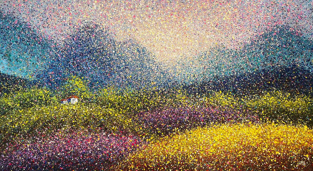 Impressionistic Landscape Acrylic Painting By Nadiia Antoniuk, 83 X 49", Summer Tenderness, Original Artwork