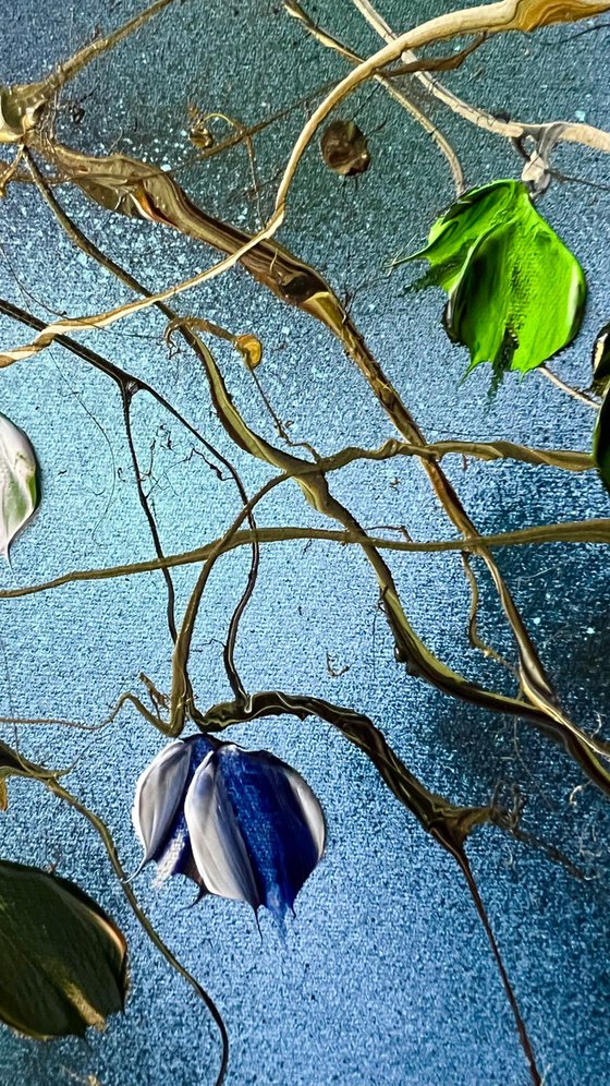 "Floral Minuet in Pastel Blue"